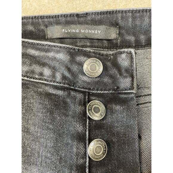 Flying Monkey High Rise Ankle Skinny Black Denim Jeans Button Fly Women’s Sz 30 - Picture 7 of 10